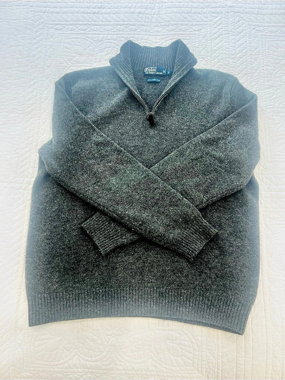 Polo Ralph Lauren Men's Wool Quarter-Zip Sweater Large Like New